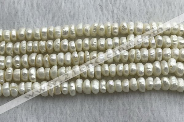 FWP321 14.5 inches 5mm - 6mm button white freshwater pearl strands