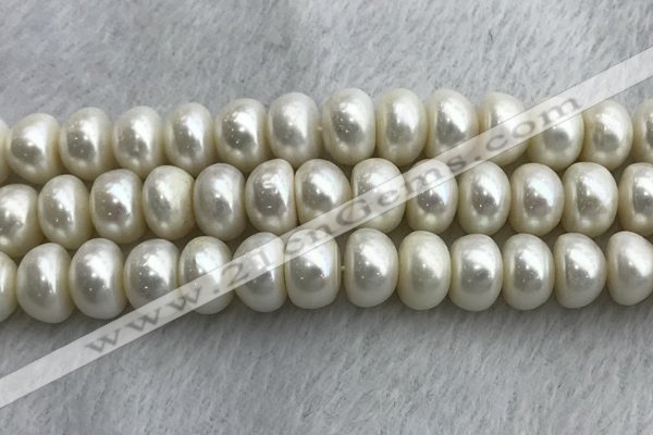 FWP332 15 inches 12mm - 13mm button white freshwater pearl strands