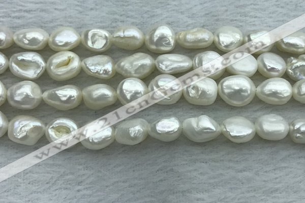 FWP350 15 inches 7mm - 8mm baroque white freshwater pearl strands