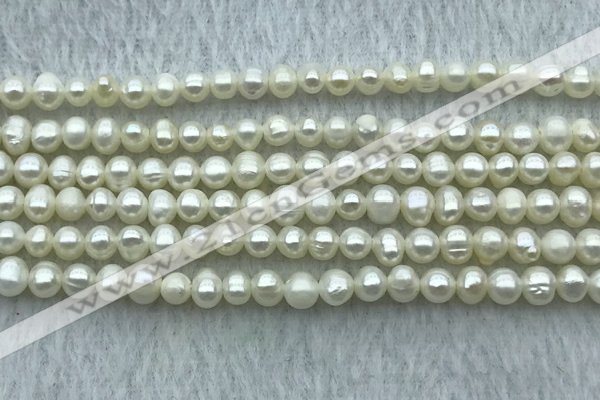 FWP38 14.5 inches 3mm - 4mm potato white freshwater pearl strands