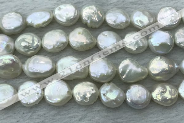 FWP386 15 inches 12mm - 13mm coin freshwater pearl beads