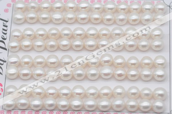 FWP458 half-drilled 7-7.5mm bread freshwater pearl beads