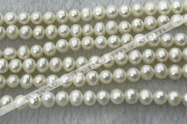 FWP46 14.5 inches 5mm - 6mm potato white freshwater pearl strands