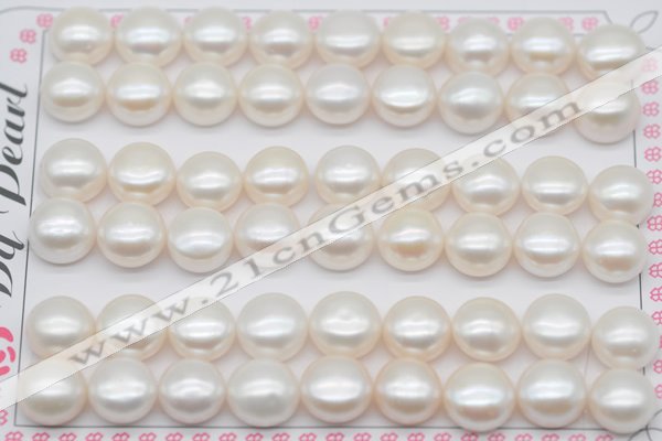 FWP464 half-drilled 10-10.5mm bread freshwater pearl beads