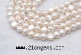 FWP490 14 inches 8mm - 9mm baroque white freshwater pearl strands