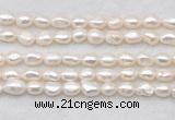 FWP496 14 inches 8mm - 9mm baroque white freshwater pearl strands