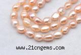 FWP501 14 inches 10mm - 11mm baroque pink freshwater pearl strands