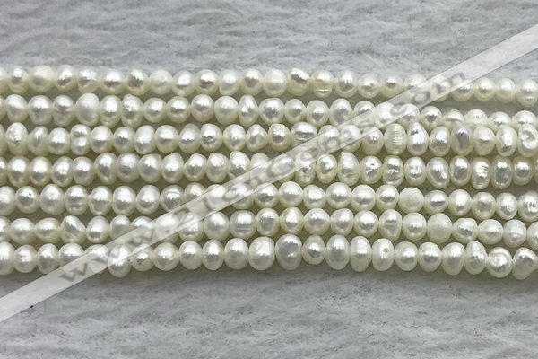 FWP51 14.5 inches 3mm - 4mm potato white freshwater pearl strands