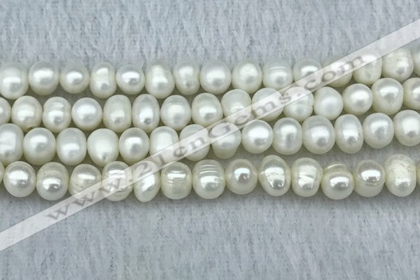 FWP65 15 inches 7mm - 8mm potato white freshwater pearl strands