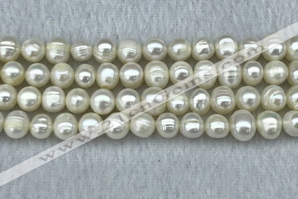 FWP66 15 inches 7mm - 8mm potato white freshwater pearl strands