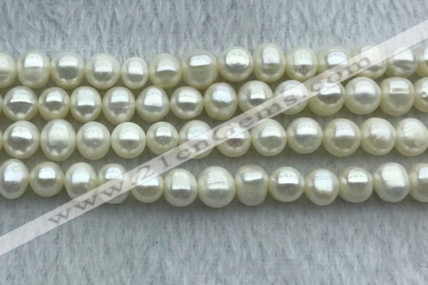 FWP71 15 inches 7mm - 8mm potato white freshwater pearl strands