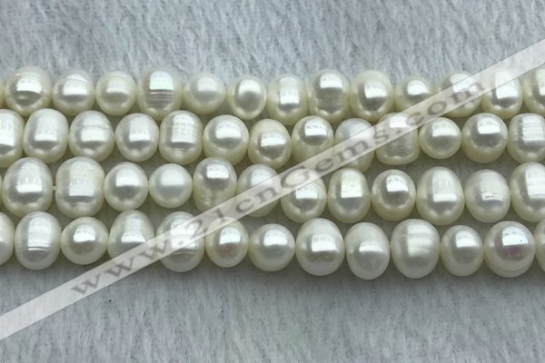 FWP85 15 inches 8mm - 9mm potato white freshwater pearl strands