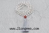 GMN1000 Hand-knotted 8mm, 10mm matte tibetan agate 108 beads mala necklaces with tassel