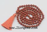 GMN1008 Hand-knotted 8mm, 10mm matte red jasper 108 beads mala necklaces with tassel
