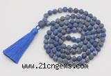 GMN1026 Hand-knotted 8mm, 10mm matte lapis lazuli 108 beads mala necklaces with tassel