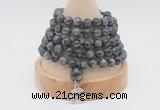 GMN1137 Hand-knotted 8mm, 10mm black labradorite 108 beads mala necklaces with charm