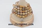 GMN1147 Hand-knotted 8mm, 10mm fossil coral 108 beads mala necklaces with charm