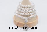 GMN1178 Hand-knotted 8mm, 10mm tibetan agate 108 beads mala necklaces with charm