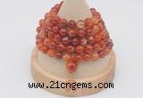 GMN1197 Hand-knotted 8mm, 10mm red banded agate 108 beads mala necklaces with charm