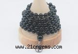GMN1203 Hand-knotted 8mm, 10mm black onyx 108 beads mala necklaces with charm
