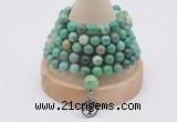 GMN1210 Hand-knotted 8mm, 10mm grass agate 108 beads mala necklaces with charm