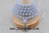 GMN1214 Hand-knotted 8mm, 10mm blue lace agate 108 beads mala necklaces with charm