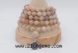 GMN1252 Hand-knotted 8mm, 10mm sunstone 108 beads mala necklaces with charm