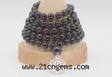 GMN1257 Hand-knotted 8mm, 10mm garnet 108 beads mala necklaces with charm