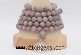 GMN1280 Hand-knotted 8mm, 10mm lepidolite 108 beads mala necklace with charm