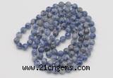 GMN143 Hand-knotted 6mm blue spot stone 108 beads mala necklaces