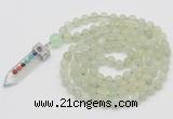 GMN1433 Hand-knotted 8mm, 10mm New jade 108 beads mala necklace with pendant