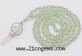 GMN1461 Hand-knotted 8mm, 10mm prehnite 108 beads mala necklace with pendant