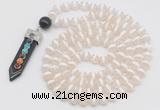 GMN1513 Hand-knotted 8mm, 10mm faceted Tibetan agate 108 beads mala necklace with pendant