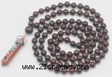GMN1533 Hand-knotted 8mm, 10mm brecciated jasper 108 beads mala necklace with pendant