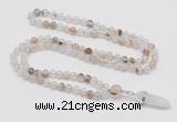 GMN1600 Hand-knotted 6mm montana agate 108 beads mala necklace with pendant