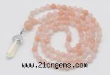 GMN1636 Hand-knotted 6mm pink aventurine 108 beads mala necklace with pendant