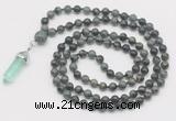 GMN1657 Hand-knotted 6mm kambaba jasper 108 beads mala necklaces with pendant