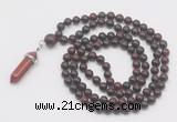 GMN1659 Hand-knotted 6mm brecciated jasper 108 beads mala necklaces with pendant