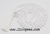 GMN1841 Hand-knotted 8mm candy jade 108 beads mala necklace with tassel & charm