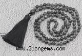 GMN212 Hand-knotted 6mm black labradorite 108 beads mala necklaces with tassel