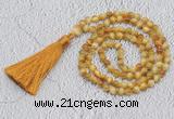 GMN221 Hand-knotted 6mm golden tiger eye 108 beads mala necklaces with tassel