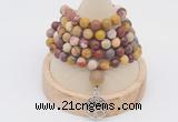 GMN2214 Hand-knotted 8mm, 10mm matte mookaite 108 beads mala necklace with charm