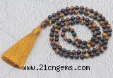 GMN222 Hand-knotted 6mm mixed tiger eye 108 beads mala necklaces with tassel