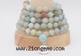 GMN2221 Hand-knotted 8mm, 10mm matte amazonite 108 beads mala necklace with charm