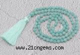 GMN233 Hand-knotted 6mm amazonite 108 beads mala necklaces with tassel