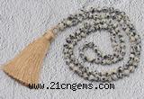 GMN237 Hand-knotted 6mm dalmatian jasper 108 beads mala necklaces with tassel