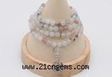 GMN2401 Hand-knotted 6mm montana agate 108 beads mala necklace with charm