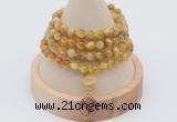 GMN2423 Hand-knotted 6mm golden tiger eye 108 beads mala necklace with charm