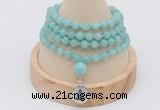 GMN2435 Hand-knotted 6mm amazonite 108 beads mala necklace with charm