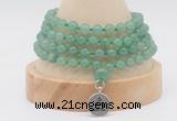GMN2448 Hand-knotted 6mm green aventurine 108 beads mala necklaces with charm